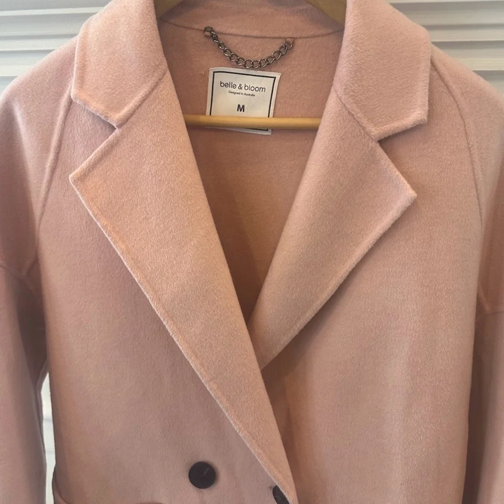 Belle & Bloom I’m Yours Blush Pink Wool Blend Coat Size M - Picture 4 of 9